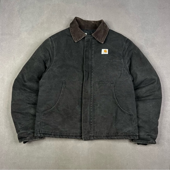 Carhartt Other - Carhartt Black Duck Jacket with Brown Cord Collar